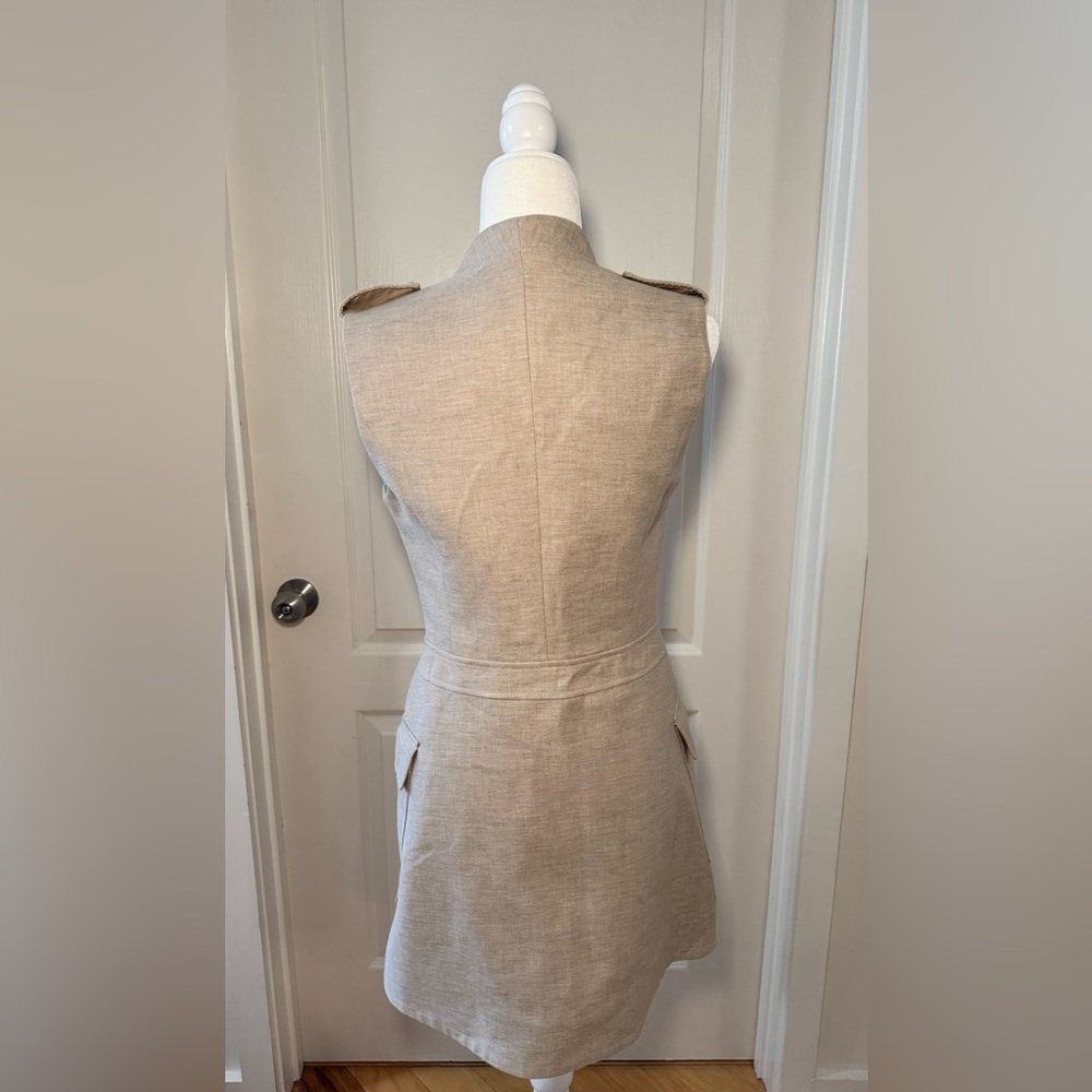 BCBG MaxAzria Khaki Wrap Mini Dress XXS | Neutral Spring Work Dress - Picture 4 of 7